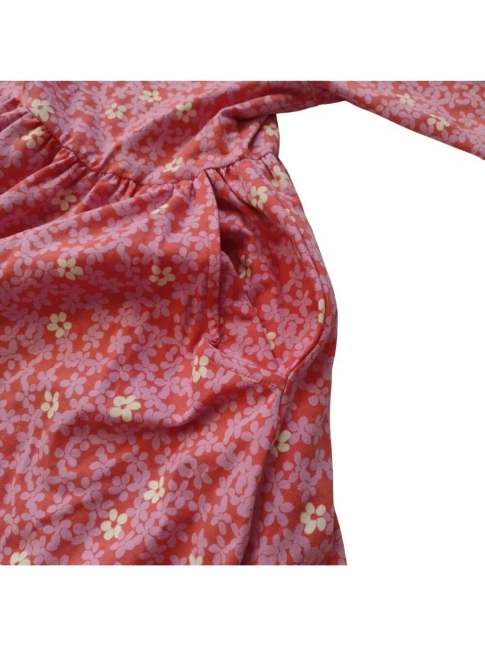 Hanna Andersson Skater Dress 6-7 Pink Floral Cotton Knit Fit n Flare w POCKETS